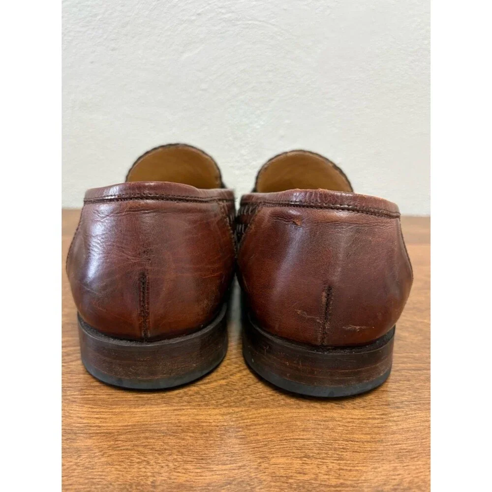 JOHNSTON AND MURPHY Brown Woven Leather Loafer